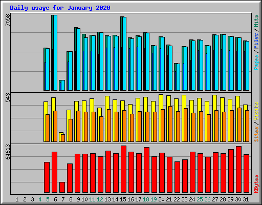 Daily usage for January 2020