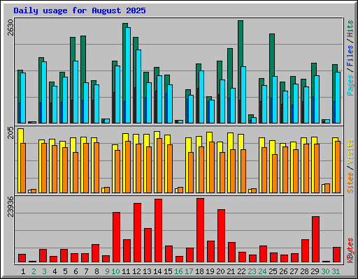 Daily usage for August 2025